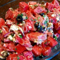 Image of Amazing Watermelon Greek Salad With Feta Recipe, Group Recipes