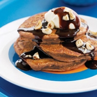 Image of Chocolate Pancakes With Raspberry Sauce Recipe, Group Recipes