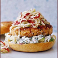 Image of Pan-fried Salmon Burgers With Cabbage Slaw And Avocado Aioli Recipe, Group Recipes