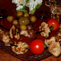 Image of Greek Influenced Chicken And Mushroom Kabobs Recipe, Group Recipes