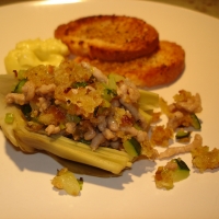 Image of Artichoke Halves Filled With Zucchini And Pork Recipe, Group Recipes