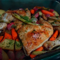 Image of Roasted Spring Chicken & Vegetables Recipe, Group Recipes