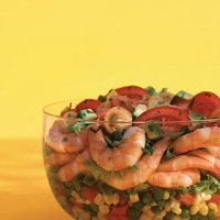 Image of Layered Shrimp Corn And Pea Salad Recipe, Group Recipes