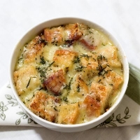 Image of French Roasted  Onion Soup With Thyme Recipe, Group Recipes