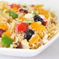 Image of Curried Coconut Rice Salad With Dried Fruit And Almonds Recipe, Group Recipes