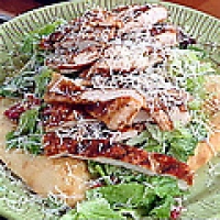 Image of Parmesan Pizza Crust Filled With Emerils Kicked Up Chicken Caesar Salad Recipe, Group Recipes