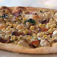 Image of White Cheese Pizza With Grilled Corn And Wood Smoked Bacon Recipe, Group Recipes