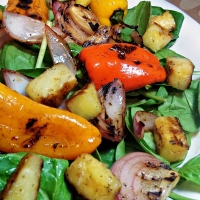 Image of Grilled Veggies And Spinach Salad Recipe, Group Recipes