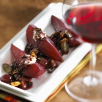 Image of Wild Rice And Blue Cheese Stuffed Port Poached Pears Recipe, Group Recipes