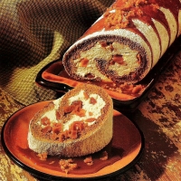 Image of Pumpkin Roll Cake With Toffee Cream Filling And Caramel Sauce Recipe, Group Recipes