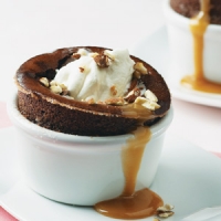 Image of Chocolate Souffles With Kahlua  Cinnamon Topped With Dulce De Leche Sauce Recipe, Group Recipes
