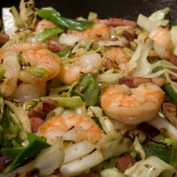 Image of Shrimp With Cabbage Scallionsgreen Onion And Bacon Recipe, Group Recipes