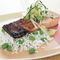 Image of Miso-marinated Salmon With Cucumber-daikon Relish Recipe, Group Recipes