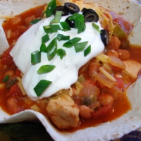 Image of Chili Chicken Stew In A Tortilla Bowl Recipe, Group Recipes