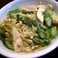 Image of Goat Cheese & Parm Orzo With Lemony Chicken & Asparagus Recipe, Group Recipes