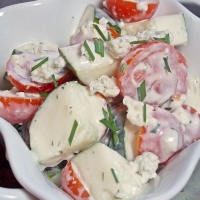 Image of Blue Buttermilk Dressed Tomatoes And Cucumbers Recipe, Group Recipes